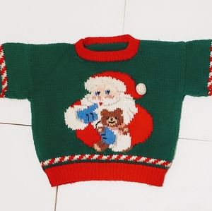 Hand Knitted Children's Christmas Sweater Santa